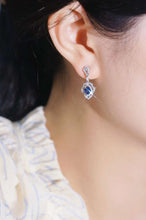 Load image into Gallery viewer, 18K White Gold Natural Sapphire Diamond Earrings, Natural Vivid Blue Sapphire Earrings, Stylish Earrings