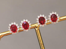 Load image into Gallery viewer, Certified 18K White Gold Natural Vivid Red Ruby Diamond Earrings, Natural Ruby Earrings, Stylish Earrings, Ruby Stud Earrings, Stunning Earrings
