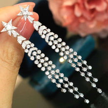 Load image into Gallery viewer, 18K White Gold Natural Diamond Star Earrings, Long Diamond Earrings, Diamond Drop Earrings, Stylish Earrings, Real Diamond Earrings, Gold Diamond Earrings