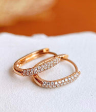Load image into Gallery viewer, 18K Gold Natural Diamond Earrings, U Shape Earrings, Gold Hoop Earrings, Stylish Earrings, Real Diamond Earrings, Gold Diamond Earrings, Minimalist Earrings