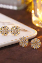Load image into Gallery viewer, 18K Yellow Gold Natural Diamond Sunflower Earrings, Gold Sunflower Earrings, Simple and Stylish Earrings, Real Diamond Earrings, Anniversary Earrings