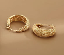 Load image into Gallery viewer, Pure 18K Gold Earrings, Simple and Stylish Earrings, U Shape Earrings, Gold Hoop Earrings, Minimalist Earrings Gold, Braided Hoop Earrings