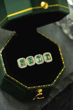 Load image into Gallery viewer, 18K White+Yellow Gold Natural Emerald Diamond Earrings, Natural Emerald Earrings, Stylish Earrings, Emerald Stud Earrings, Dainty Gold Earrings