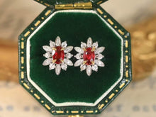 Load image into Gallery viewer, 18K White Gold Natural Ruby Diamond Earrings, Natural Ruby Earrings, Stylish Earrings, Ruby Stud Earrings, Stunning Earrings