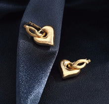 Load image into Gallery viewer, Pure 18K Gold Earrings, Gold Heart Earrings, Simple and Stylish Earrings, Minimalist Earrings Gold, Statement Earrings, Detachable Earrings