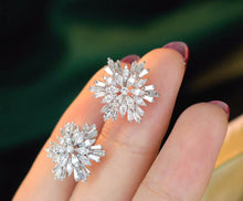 Load image into Gallery viewer, 18K White Gold Natural Diamond Snowflake Earrings, Snowflake Diamond Earrings, Snowflake Diamond Studs, Diamond Studs, Snowflake Studs, Stylish Earrings, Real Diamond Earrings