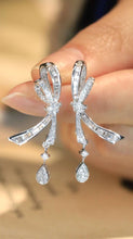 Load image into Gallery viewer, 18K White Gold Natural Diamond Bow Earrings, Bow Earrings Gold, Diamond Stud Earrings, Stylish Earrings, Real Diamond Earrings, Gold Diamond Earrings