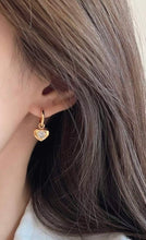 Load image into Gallery viewer, 18K Gold Natural Diamond Heart Earrings, Gold Heart Earrings, Stylish Earrings, Real Diamond Earrings, Gold Diamond Earrings, Minimalist Earrings, Heart Charm Earrings