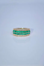 Load image into Gallery viewer, 18K Yellow Gold Natural Emerald Diamond Ring, Multi Stone Ring, Gold Stacking Rings, Stylish Rings, Gold Diamond Ring, Real Diamond Ring, Wedding Ring