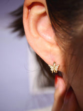 Load image into Gallery viewer, 18K Yellow Gold Natural Diamond Butterfly Earrings, Butterfly Hoops, Dainty Hoop Earrings, Gold Hoop Earrings, Stylish Earrings, Real Diamond Earrings