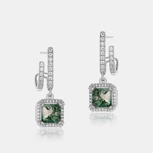 Load image into Gallery viewer, New Arrival Earrings! Minimalist Green Moss Agate Earrings, S925 Sterling Silver Gold Plated Geometric Earrings, Nature Inspired Jewelry, Gift For Her