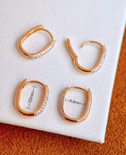 Load image into Gallery viewer, 18K Gold Natural Diamond Earrings, U Shape Earrings, Gold Hoop Earrings, Stylish Earrings, Real Diamond Earrings, Gold Diamond Earrings, Minimalist Earrings