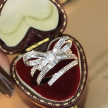 Load image into Gallery viewer, 18K White Gold Natural Diamond Ring, Bow Diamond Ring, Gold Ribbon Ring, Stylish Rings, Gold Diamond Ring, Real Diamond Ring, Bow Knot Ring, Wedding Ring