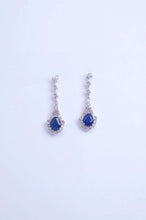 Load image into Gallery viewer, 18K White Gold Natural Sapphire Diamond Earrings, Natural Vivid Blue Sapphire Earrings, Stylish Earrings