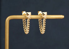 Load image into Gallery viewer, Pure 18K Gold Chain Earrings, Chain Loop Earrings, Stud Chain Earrings, Simple and Stylish Earrings, Minimalist Earrings Gold, Dainty Chain Earrings