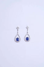 Load image into Gallery viewer, 18K White Gold Natural Sapphire Diamond Earrings, Natural Vivid Blue Sapphire Earrings, Stylish Earrings