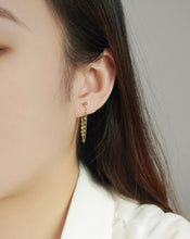 Load image into Gallery viewer, Pure 18K Gold Chain Earrings, Chain Loop Earrings, Stud Chain Earrings, Simple and Stylish Earrings, Minimalist Earrings Gold, Dainty Chain Earrings