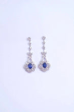 Load image into Gallery viewer, 18K White Gold Natural Sapphire Diamond Earrings, Natural Vivid Blue Sapphire Earrings, Stylish Earrings