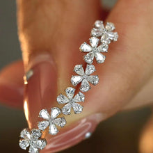 Load image into Gallery viewer, 18K White Gold Natural Diamond Flower Earrings, Simple and Stylish Earrings, Minimalist Earrings Gold, Real Diamond Earrings, Anniversary Earrings