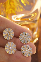 Load image into Gallery viewer, 18K Yellow Gold Natural Diamond Sunflower Earrings, Gold Sunflower Earrings, Simple and Stylish Earrings, Real Diamond Earrings, Anniversary Earrings