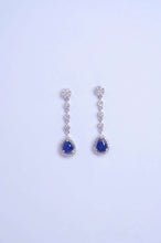 Load image into Gallery viewer, 18K White Gold Natural Sapphire Diamond Earrings, Natural Vivid Blue Sapphire Earrings, Stylish Earrings