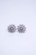 Load image into Gallery viewer, 18K White Gold Natural Diamond Flower Earrings, Flower Diamond Earrings, Flower Diamond Studs, Diamond Studs, Flower Studs, Stylish Earrings, Real Diamond Earrings