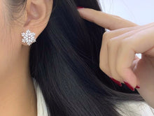 Load image into Gallery viewer, 18K White Gold Natural Diamond Snowflake Earrings, Snowflake Diamond Earrings, Snowflake Diamond Studs, Diamond Studs, Snowflake Studs, Stylish Earrings, Real Diamond Earrings