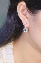 Load image into Gallery viewer, 18K White Gold Natural Sapphire Diamond Earrings, Natural Vivid Blue Sapphire Earrings, Stylish Earrings