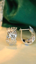 Load image into Gallery viewer, 18K White Gold Natural Diamond Earrings, Huggie Hoop Earrings, Diamond Huggies, Gold Hoop Earrings, Stylish Earrings, Real Diamond Earrings, Gold Diamond Earrings