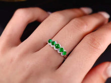Load image into Gallery viewer, 18K White Gold Natural Emerald Diamond Ring, Multi Stone Ring, Gold Stacking Rings, Stylish Rings, Gold Diamond Ring, Real Diamond Ring, Wedding Ring