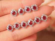 Load image into Gallery viewer, 18K White Gold Natural Pigeon Blood Ruby Diamond Earrings, Natural Pigeon Blood Ruby Earrings, Stylish Earrings, Ruby Stud Earrings, Stunning Earrings