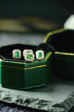 Load image into Gallery viewer, 18K White+Yellow Gold Natural Emerald Diamond Earrings, Natural Emerald Earrings, Stylish Earrings, Emerald Stud Earrings, Dainty Gold Earrings