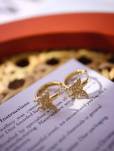 Load image into Gallery viewer, 18K Yellow Gold Natural Diamond Butterfly Earrings, Butterfly Hoops, Dainty Hoop Earrings, Gold Hoop Earrings, Stylish Earrings, Real Diamond Earrings