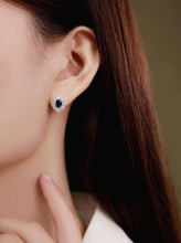 Load image into Gallery viewer, 18K White Gold Natural Sapphire Diamond Earrings, Natural Royal Blue Sapphire Earrings, Simple and Stylish Earrings, Minimalist Earrings Gold, Statement Earrings