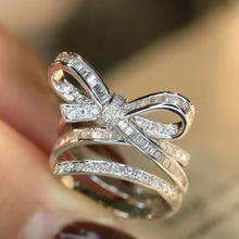 Load image into Gallery viewer, 18K White Gold Natural Diamond Ring, Bow Diamond Ring, Gold Ribbon Ring, Stylish Rings, Gold Diamond Ring, Real Diamond Ring, Bow Knot Ring, Wedding Ring