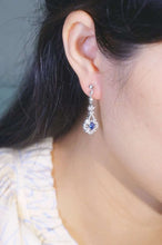 Load image into Gallery viewer, 18K White Gold Natural Sapphire Diamond Earrings, Natural Vivid Blue Sapphire Earrings, Stylish Earrings