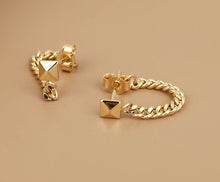 Load image into Gallery viewer, Pure 18K Gold Chain Earrings, Chain Loop Earrings, Stud Chain Earrings, Simple and Stylish Earrings, Minimalist Earrings Gold, Dainty Chain Earrings