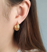 Load image into Gallery viewer, Pure 18K Gold Earrings, Simple and Stylish Earrings, U Shape Earrings, Gold Hoop Earrings, Minimalist Earrings Gold, Braided Hoop Earrings