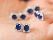 Load image into Gallery viewer, 18K White Gold Sri Lanka Natural Sapphire Diamond Earrings, Natural Vivid Blue Sapphire Earrings, Simple and Stylish Earrings, Minimalist Earrings Gold