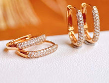 Load image into Gallery viewer, 18K Gold Natural Diamond Earrings, U Shape Earrings, Gold Hoop Earrings, Stylish Earrings, Real Diamond Earrings, Gold Diamond Earrings, Minimalist Earrings
