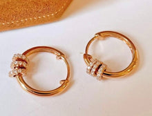 Load image into Gallery viewer, 18K Gold Natural Diamond Earrings, Dainty Hoop Earrings, Gold Hoop Earrings, Stylish Earrings, Real Diamond Earrings, Gold Diamond Earrings, Minimalist Earrings