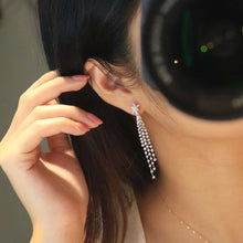 Load image into Gallery viewer, 18K White Gold Natural Diamond Star Earrings, Long Diamond Earrings, Diamond Drop Earrings, Stylish Earrings, Real Diamond Earrings, Gold Diamond Earrings