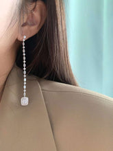 Load image into Gallery viewer, 18K White Gold Natural Diamond Earrings, Long Diamond Earrings, Diamond Drop Earrings, Stylish Earrings, Real Diamond Earrings, Gold Diamond Earrings