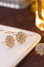 Load image into Gallery viewer, 18K Yellow Gold Natural Diamond Sunflower Earrings, Gold Sunflower Earrings, Simple and Stylish Earrings, Real Diamond Earrings, Anniversary Earrings