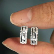 Load image into Gallery viewer, 18K White Gold Natural Diamond Earrings, Huggie Hoop Earrings, Diamond Huggies, Gold Hoop Earrings, Stylish Earrings, Real Diamond Earrings, Gold Diamond Earrings