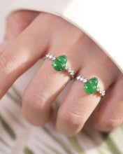 Load image into Gallery viewer, 18K White Gold Natural Top Green Type A Jadeite Jade Gourd 葫芦 Diamond Ring, Stylish Rings, Gold Diamond Ring, Real Diamond Ring, Wedding Ring