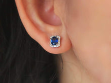 Load image into Gallery viewer, 18K White Gold Sri Lanka Natural Sapphire Diamond Earrings, Natural Vivid Blue Sapphire Earrings, Simple and Stylish Earrings, Minimalist Earrings Gold