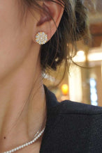 Load image into Gallery viewer, 18K Yellow Gold Natural Diamond Sunflower Earrings, Gold Sunflower Earrings, Simple and Stylish Earrings, Real Diamond Earrings, Anniversary Earrings