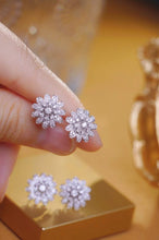 Load image into Gallery viewer, 18K White Gold Natural Diamond Flower Earrings, Flower Diamond Earrings, Flower Diamond Studs, Diamond Studs, Flower Studs, Stylish Earrings, Real Diamond Earrings