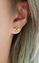 Load image into Gallery viewer, 18K Yellow Gold Natural Top Green Type A Jadeite Jade Diamond Earrings, Gold Bee Earrings, Natural Jade Earrings, Stylish Earrings, Green Jade Earrings, Diamond Earrings